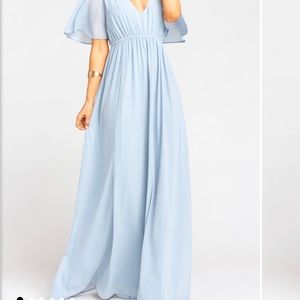 Steel Blue Chiffon Emily Empire Maxi Dress